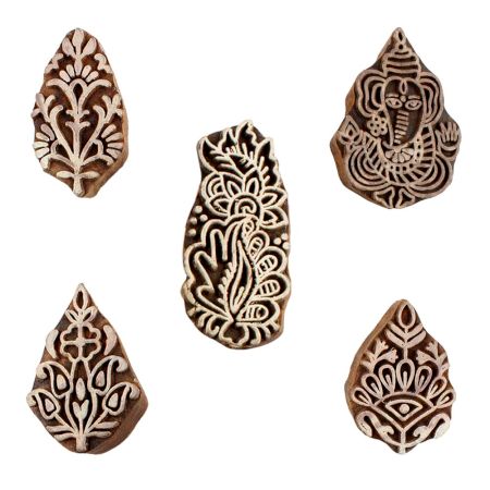 Set of 5 Piece New Mix Wooden Printing Blocks